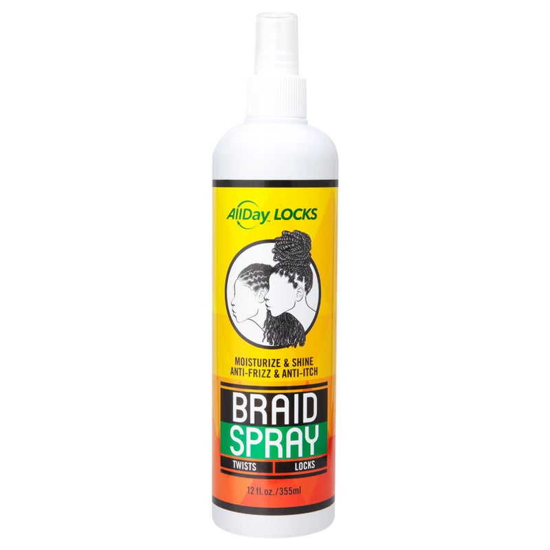 AllDay Locks Braid Spray 12 oz  Alleviates Itchy  Dry Scalp  High Shine Softens Dull Hair  Cleanse  Rejuvenate Braids Locks Twists Cornrows  12 oz