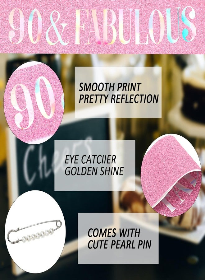 هابدو زينة عيد ميلاد هابدو الوردي التسعين للنساء، وشاح وتاج عيد الميلاد التسعين، وزينة حفلات رائعة مع تاج ووشاح - Image 4