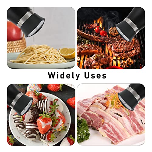 Lonffery Salt and Pepper Shakers, Stainless Steel and Glass Bottle, Set of 2, Black - Image 2