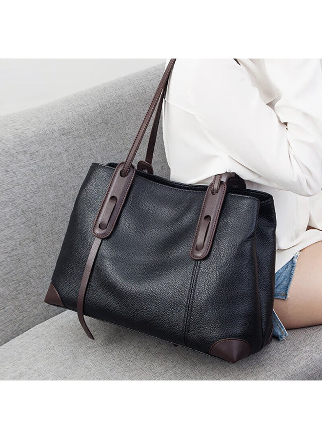Viney Leather Handbag, Women's Large Capacity Tote Bag, Light Luxury Shoulder Bag, Birthday And Mother's Day Gift For Mom, Practical Present - Image 1