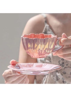 ShebSheb Ceramic Coffee Cup,Flower Shaped Coffee Mug with Saucer and Spoon ,Creative Tea Cup with Handle  - Image 4