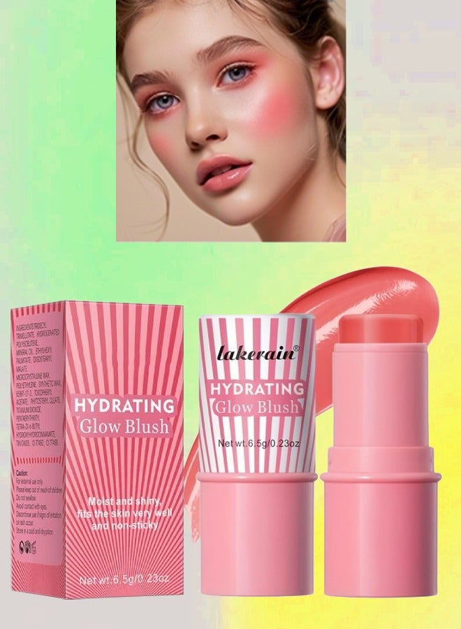 lakerain Hydrating Glow Blush Moisturizing Hydrating Long Lasting Multi Use Glow Blusher for Eyes Lips Face Waterproof Hydrating Glow Blush Stick Tinted Blush Cooling Jelly Stick Cream Blush Balm 03  - Image 1