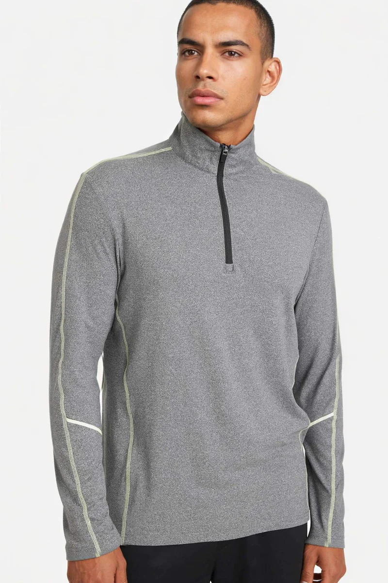 ديفاكتو DeFactoFit Standard Fit Zip-Up Stand Collar Sports T-Shirt