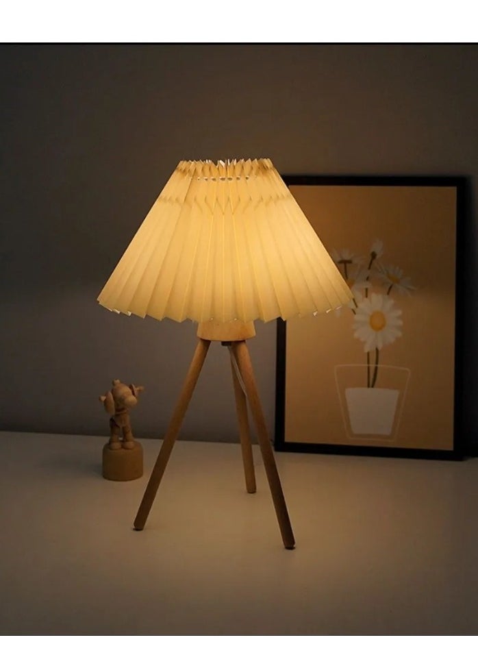 ARNOTEC - Retro style multi-purpose pleated bedside table lamp LED lamp reading lamp home bedroom bedside night light mini lamp bedroom living room decorative lamp side table small space USB Port with switch (fixed brightness) - Image 1