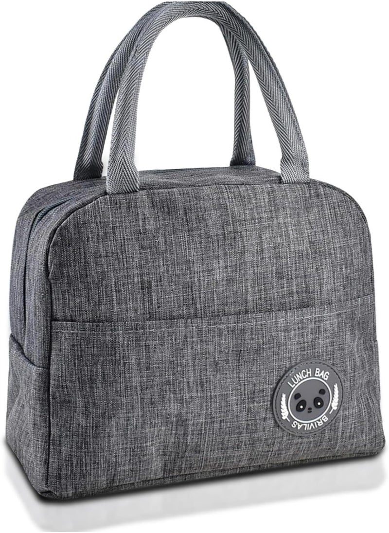 TOMSHOO Lunch Box Bag, Insulated Lunch Bag, Waterproof Lunch bags for Women, Man, Office, Work, School, Beach, Picnic, Fishing, Hiking, Travel, Thermal Leak-proof Cooler Tote Bag (Grey)  - Image 1