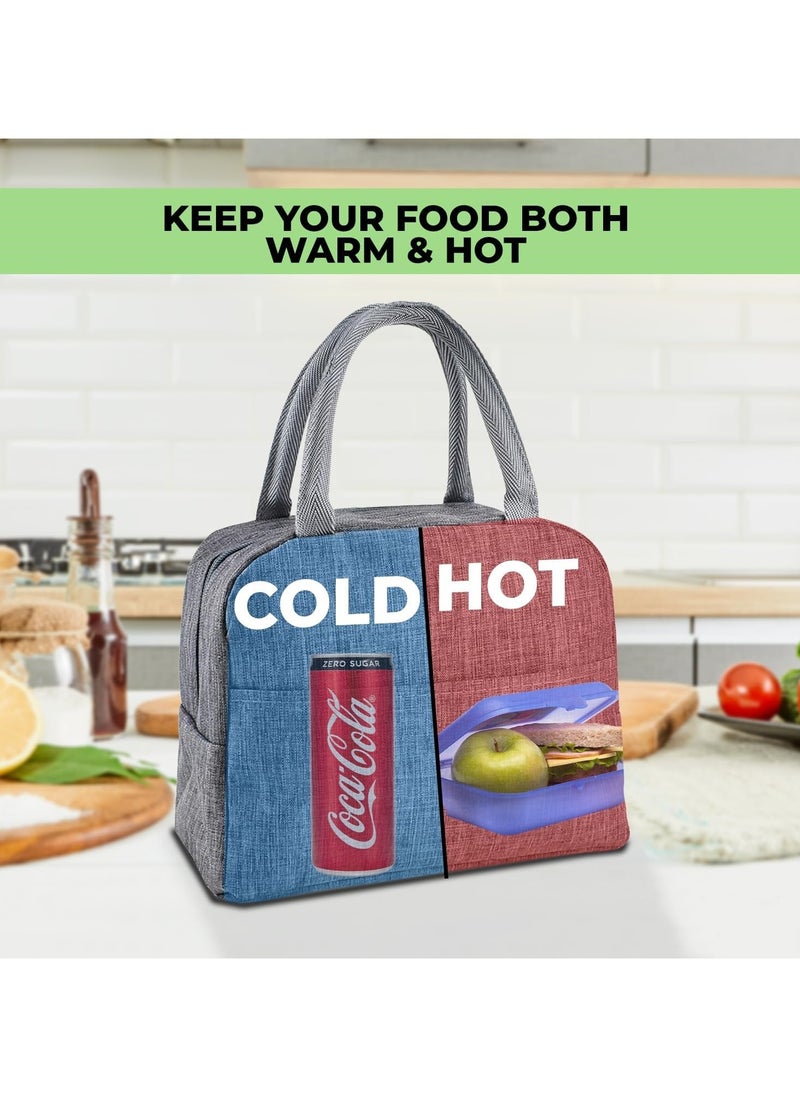 TOMSHOO Lunch Box Bag, Insulated Lunch Bag, Waterproof Lunch bags for Women, Man, Office, Work, School, Beach, Picnic, Fishing, Hiking, Travel, Thermal Leak-proof Cooler Tote Bag (Grey)  - Image 2