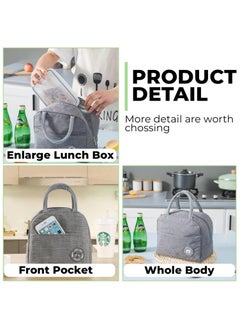 TOMSHOO Lunch Box Bag, Insulated Lunch Bag, Waterproof Lunch bags for Women, Man, Office, Work, School, Beach, Picnic, Fishing, Hiking, Travel, Thermal Leak-proof Cooler Tote Bag (Grey)  - Image 4