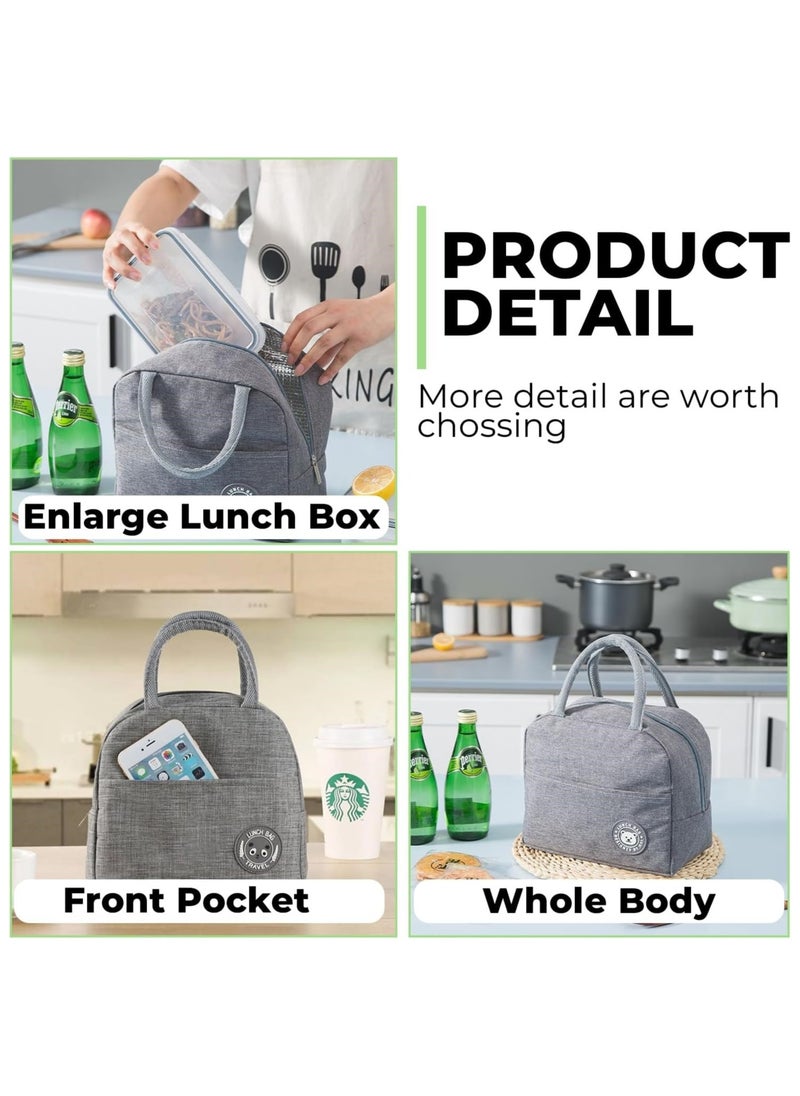 TOMSHOO Lunch Box Bag, Insulated Lunch Bag, Waterproof Lunch bags for Women, Man, Office, Work, School, Beach, Picnic, Fishing, Hiking, Travel, Thermal Leak-proof Cooler Tote Bag (Grey)  - Image 4