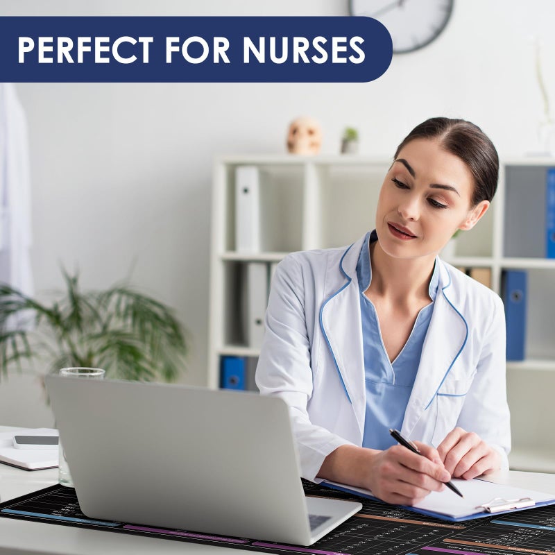 Enjoyard Nurse Working Mat Nursing Cheat Sheets Nursing Reference Mat Nursing Math Lab Values Dosage Calculation Conversions for Nurses Nursing Clinical RN Students Nurse Gifts Nurse Practitioner - Image 4