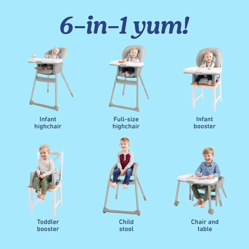 Graco Table2Table LX 6-in-1 Highchair, Willow with Infant Head Support & One-Hand Removable Tray - Image 2