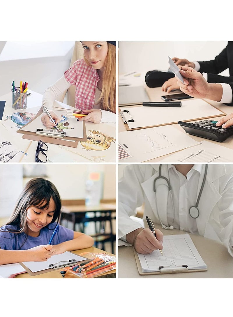 SYOSI A4 Clipboards 6 Pack, Low Profile Clip Hardboard with Sturdy Spring Grip and Concealed Hanging Hole, Durable Wooden Clip Boards for Office Work - Image 5