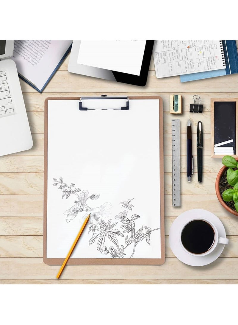 SYOSI A4 Clipboards 6 Pack, Low Profile Clip Hardboard with Sturdy Spring Grip and Concealed Hanging Hole, Durable Wooden Clip Boards for Office Work - Image 3