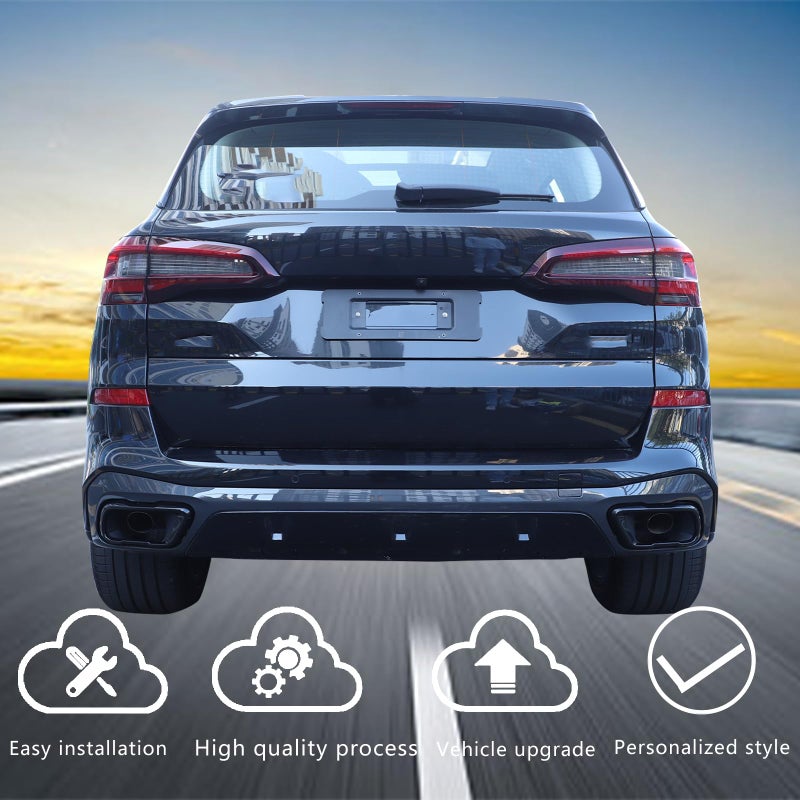 HAPPYHORSE Car Exhaust Muffler Tail Pipe Trim Cover Compatible with BMW X5 G05 X6 G06 X7 G07 2019-2025, Rear Exhaust Tip Outlet Muffler Tube Cover Decoration Tail Throat Decoration (Style B-Black) - Image 2