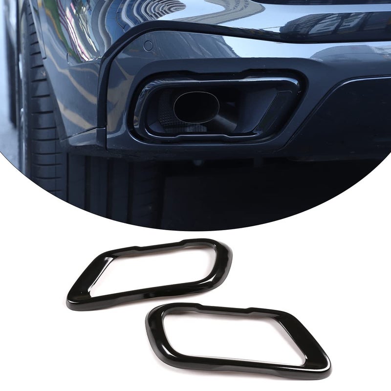 HAPPYHORSE Car Exhaust Muffler Tail Pipe Trim Cover Compatible with BMW X5 G05 X6 G06 X7 G07 2019-2025, Rear Exhaust Tip Outlet Muffler Tube Cover Decoration Tail Throat Decoration (Style B-Black) - Image 1