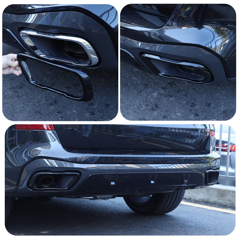 HAPPYHORSE Car Exhaust Muffler Tail Pipe Trim Cover Compatible with BMW X5 G05 X6 G06 X7 G07 2019-2025, Rear Exhaust Tip Outlet Muffler Tube Cover Decoration Tail Throat Decoration (Style B-Black) - Image 5