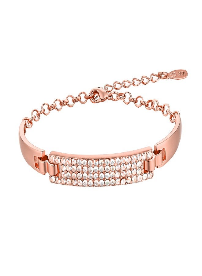Barzel 18K Rose Gold Plated Sparkle Bling Crystal Bangle Bracelet for Women (Rose Gold) - Image 1