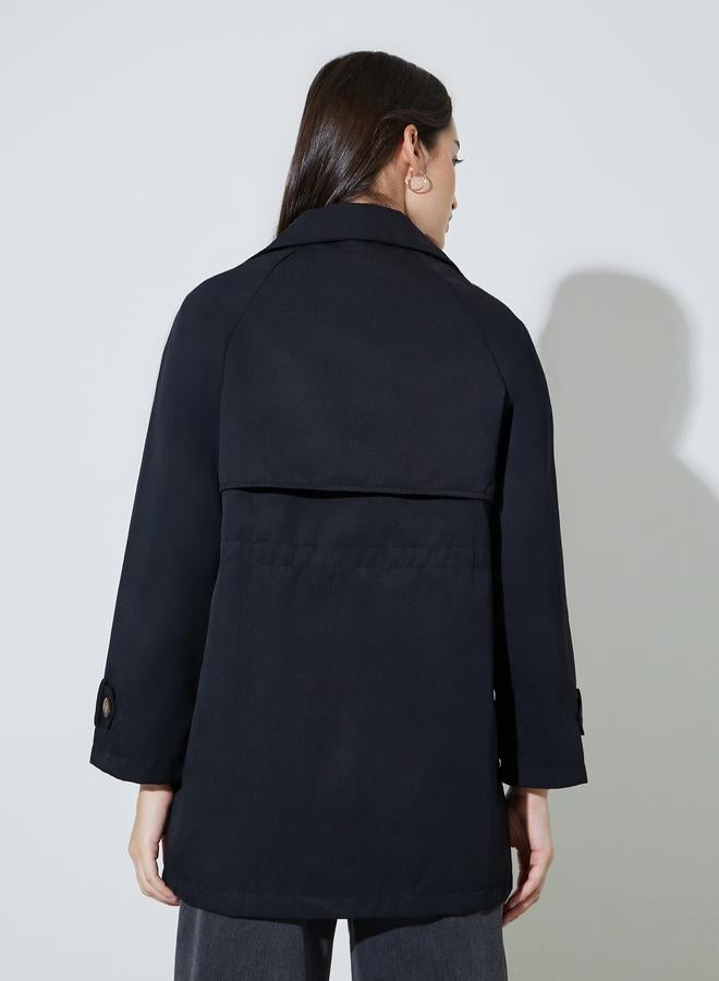 Styli Black Button-Front Longline Trench Coat - Image 5