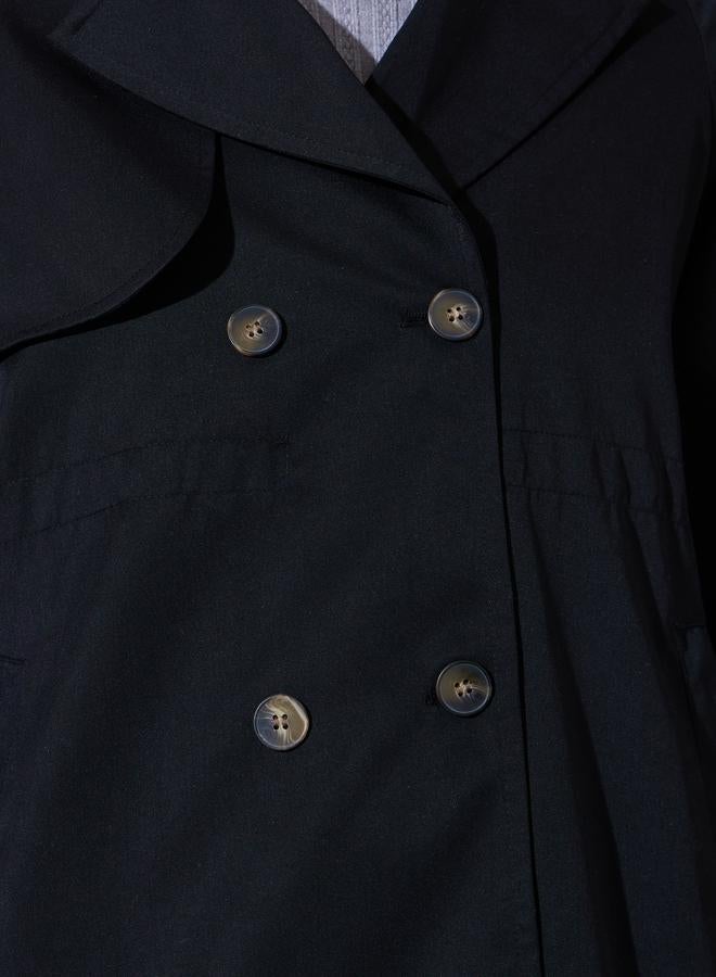 Styli Black Button-Front Longline Trench Coat - Image 3