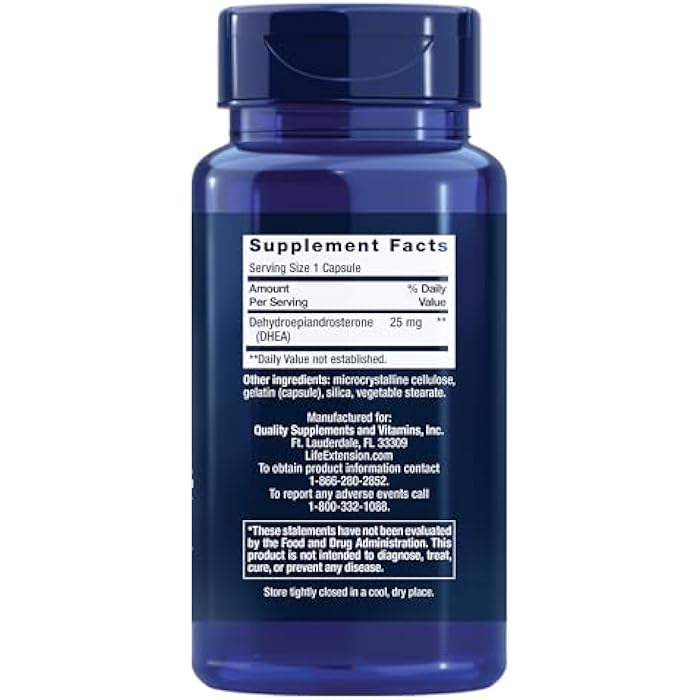 Life Extension DHEA 25 mg – Supplement for Hormone Balance, Immune Support, Sexual Health, Bone & Cardiovascular Health and Anti-Aging and Mood Support – Gluten-Free, Non-GMO – 100 Capsules - Image 2