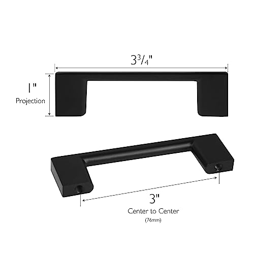 Design House 10Pack Caster Cabinet Pulls 3Inch 76mm Center to Center Drawer Pulls Matte Black Cabinet Handles Design House - Image 3