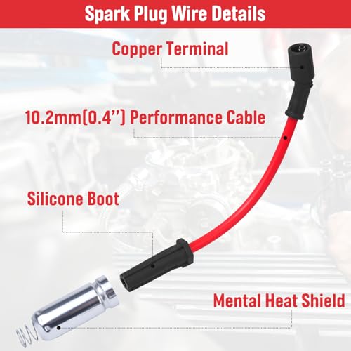 Ozikutech 8 Pack Ignition Coils and Spark Plug Wires Set Fit for Chevy Silverado Tahoe Suburban Avalanche Express GMC Sierra Yukon 1500 Escalade 4.8 5.3 6.0 6.2 L V8, Replace for UF413 9748HH 12570616 - Image 5