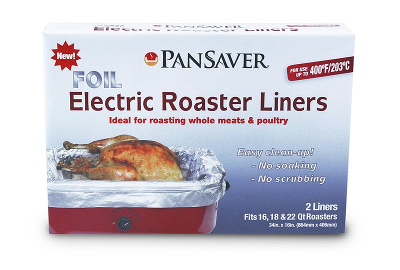 PanSaver 45950 Foil Electric Roaster Liner Pack of 4  Fits 1622 Qt Roasters  up to 400 Degrees