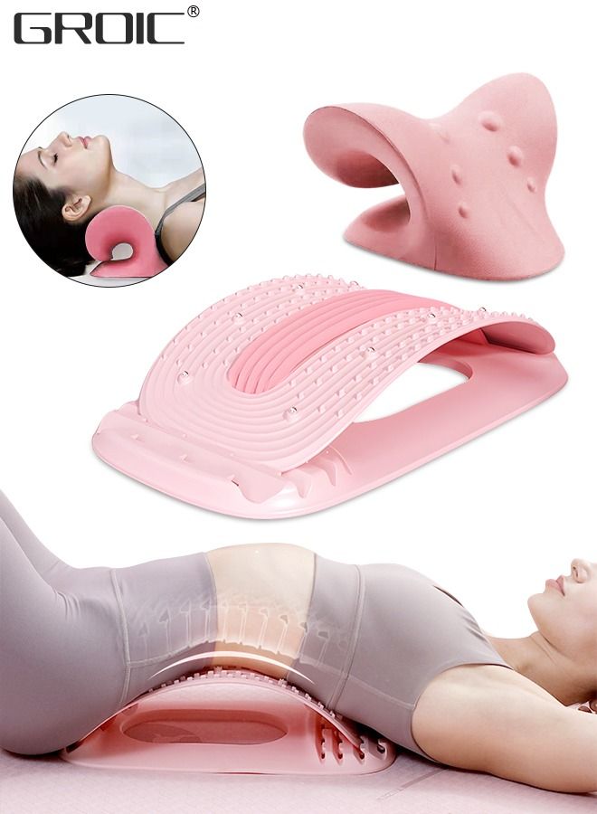 GROIC Back Stretcher and Neck Stretcher for Pain Relief, Multi-Level Magnetic Therapy Back Cracker Device Back Arch Stretcher, Ergonomic Neck Cervical Traction Device Chiropractic Pillow - Image 1