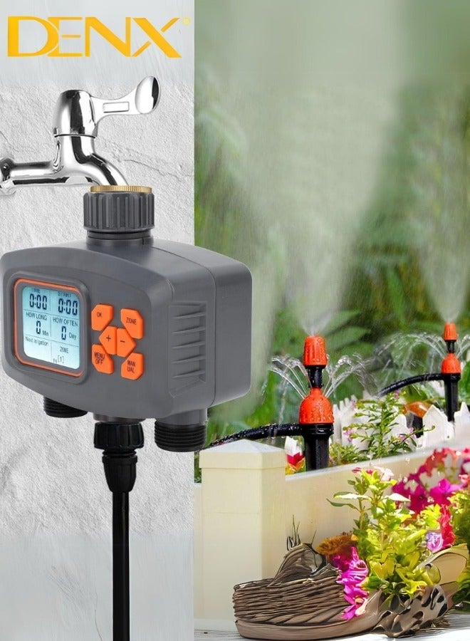 Denx Sprinkler Timer, 2 Outlet Sprinkler Timer Programmable Water Timer for Garden Hose, Waterproof Hose Timer with Rain Delay, Manual Watering, Automatic Watering Control System for Yard and Garden - Image 5