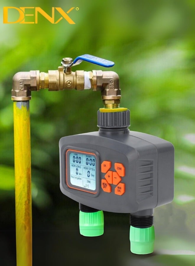 Denx Sprinkler Timer, 2 Outlet Sprinkler Timer Programmable Water Timer for Garden Hose, Waterproof Hose Timer with Rain Delay, Manual Watering, Automatic Watering Control System for Yard and Garden - Image 2