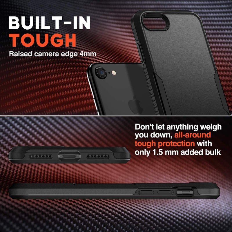 NTG Shockproof Designed for iPhone SE 2022 Case/iPhone SE 2020 Case, Heavy-Duty Tough Rugged Lightweight Slim Protective Case for iPhone SE/8/7-Black - Image 3