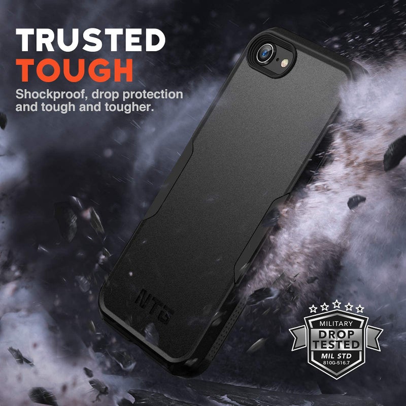 NTG Shockproof Designed for iPhone SE 2022 Case/iPhone SE 2020 Case, Heavy-Duty Tough Rugged Lightweight Slim Protective Case for iPhone SE/8/7-Black - Image 2