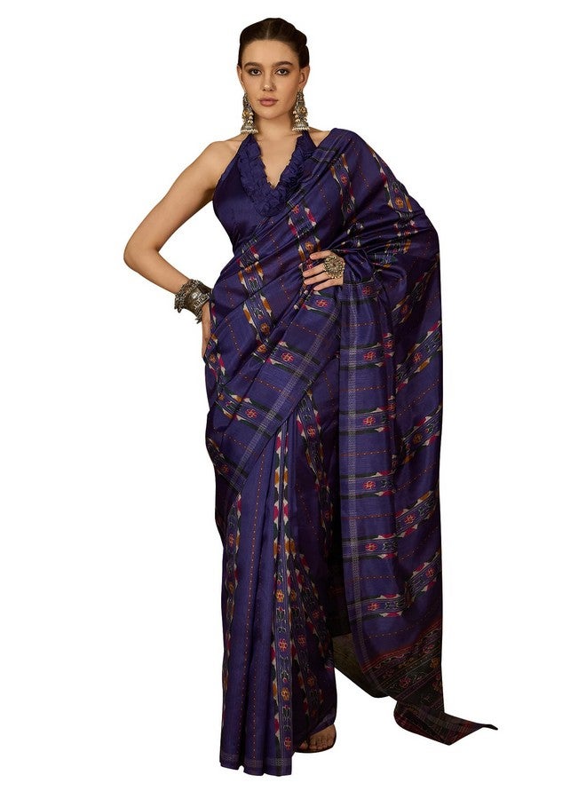 saree mall ساري مول ساري حرير بهاغالبوري بنفسجي للنساء مع بلوزة غير مخيطة (34WOM34905_HS) - Image 1
