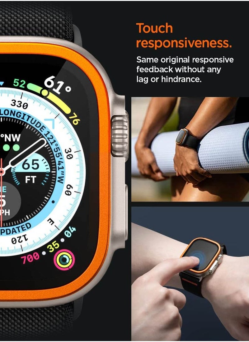Spigen Glastr Slim Pro لساعة Apple Watch Ultra 2 / Apple Watch Ultra (49 ملم) واقي شاشة زجاجي مقوى غطاء كامل بإطار معدني - برتقالي  - Image 5
