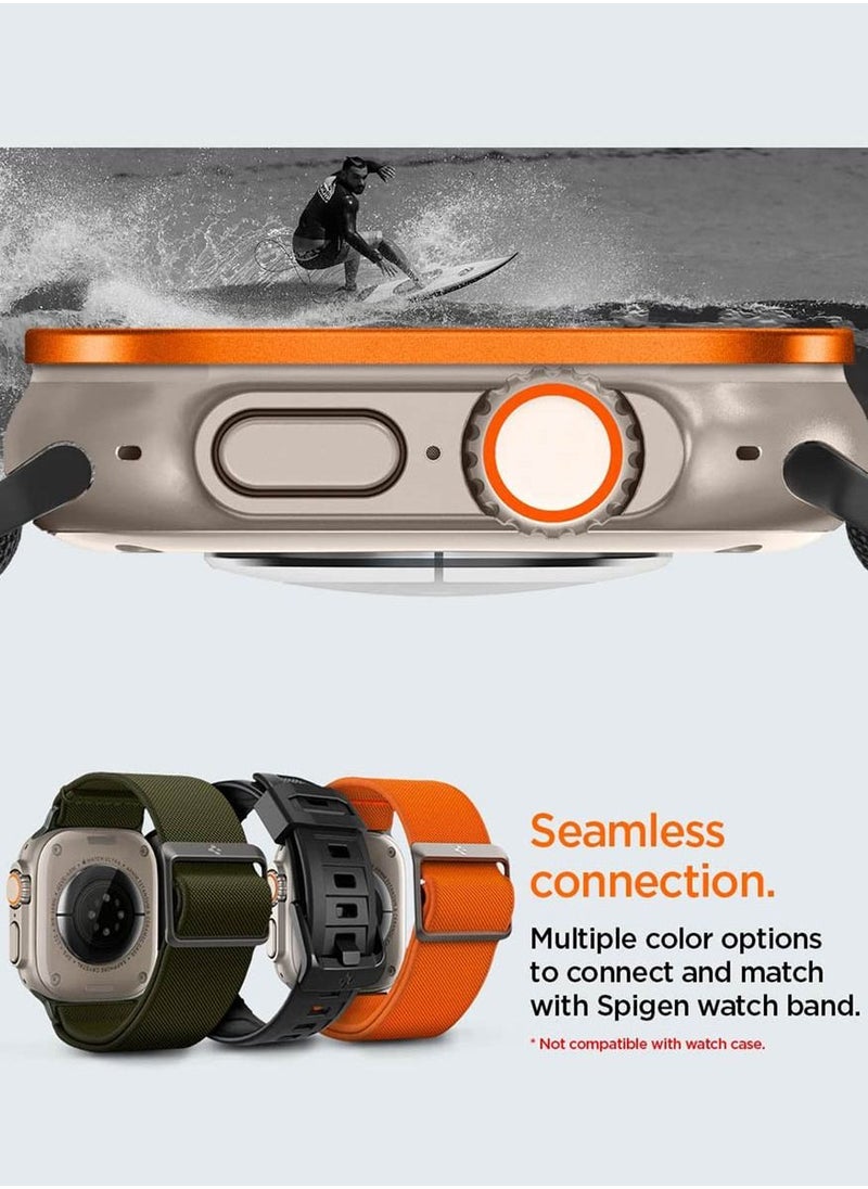 Glastr Slim Pro لساعة Apple Watch Ultra 2 / Apple Watch Ultra (49 ملم) واقي شاشة زجاجي مقوى غطاء كامل بإطار معدني - برتقالي