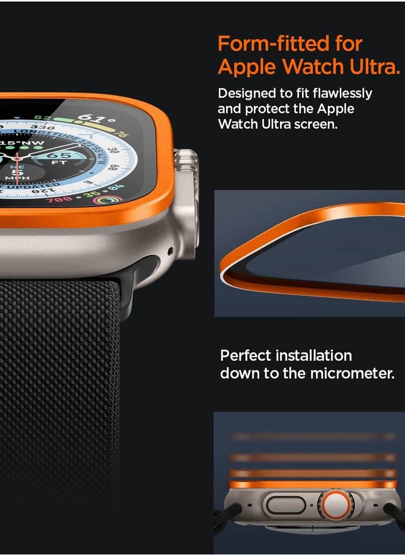 Spigen Glastr Slim Pro لساعة Apple Watch Ultra 2 / Apple Watch Ultra (49 ملم) واقي شاشة زجاجي مقوى غطاء كامل بإطار معدني - برتقالي  - Image 3