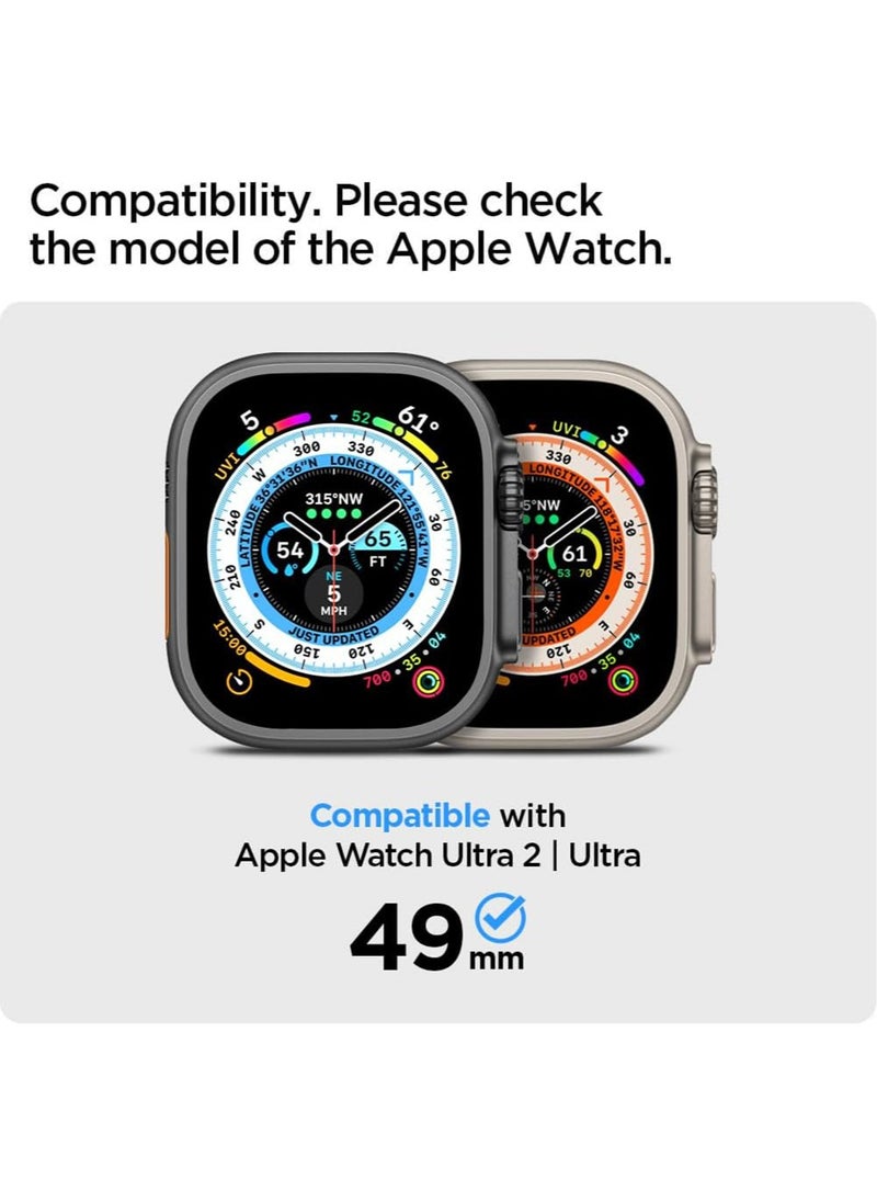 Spigen Glastr Slim Pro لساعة Apple Watch Ultra 2 / Apple Watch Ultra (49 ملم) واقي شاشة زجاجي مقوى غطاء كامل بإطار معدني - برتقالي  - Image 2