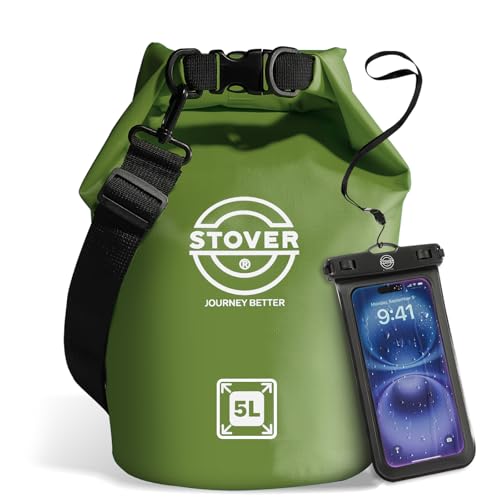 STOVER 5/10/25/30/40/55L Waterproof Dry Bag, Small Lightweight Roll Top Dry Bag Backpack w/Waterproof Phone Case, Kayaking, Travel, Hiking, Fishing, Tubing, Camping, the Beach, Men/Women (Green) - Image 1