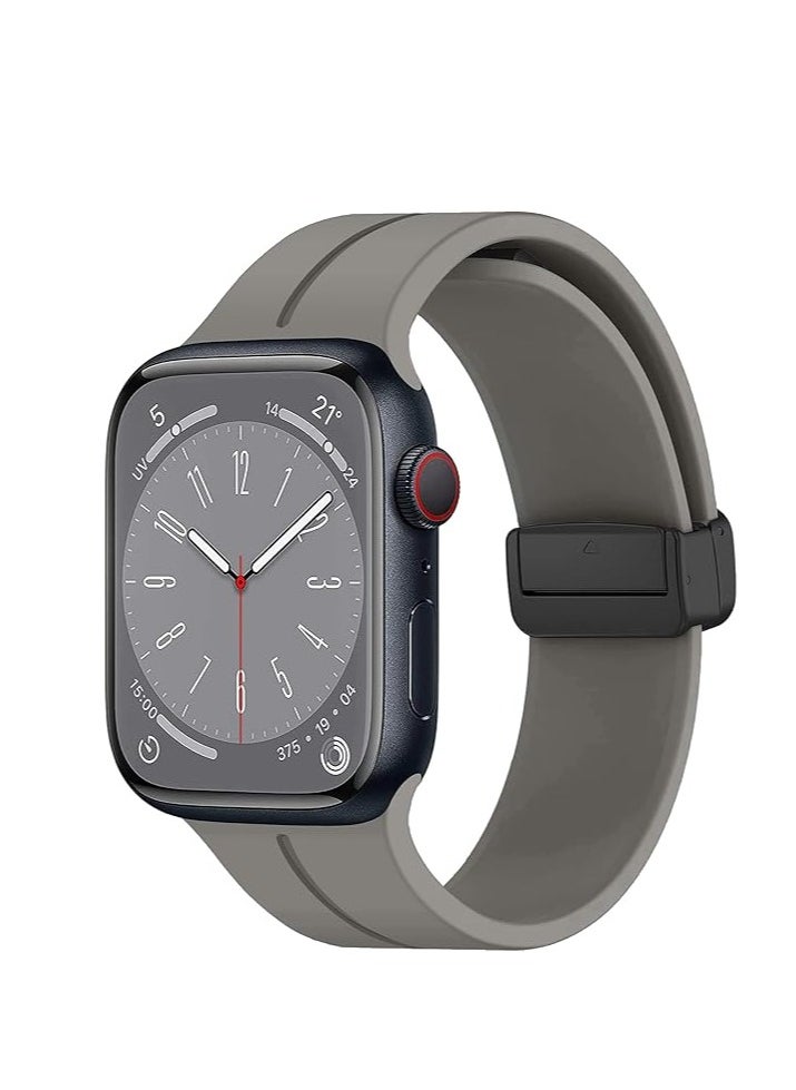 Generic - Magnetic Folding Buckle Strap for Apple Watch Band 49mm 44mm 42mm 45mm 41mm 40mm 38mm  Solo loop Bracelet Band for IWatch Series Ultra 8 7 5 SE6 3 - Image 1