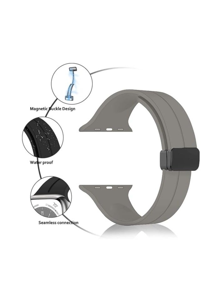 Generic - Magnetic Folding Buckle Strap for Apple Watch Band 49mm 44mm 42mm 45mm 41mm 40mm 38mm  Solo loop Bracelet Band for IWatch Series Ultra 8 7 5 SE6 3 - Image 1