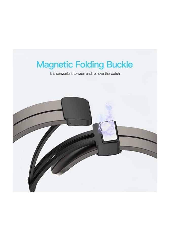 Generic - Magnetic Folding Buckle Strap for Apple Watch Band 49mm 44mm 42mm 45mm 41mm 40mm 38mm  Solo loop Bracelet Band for IWatch Series Ultra 8 7 5 SE6 3 - Image 1