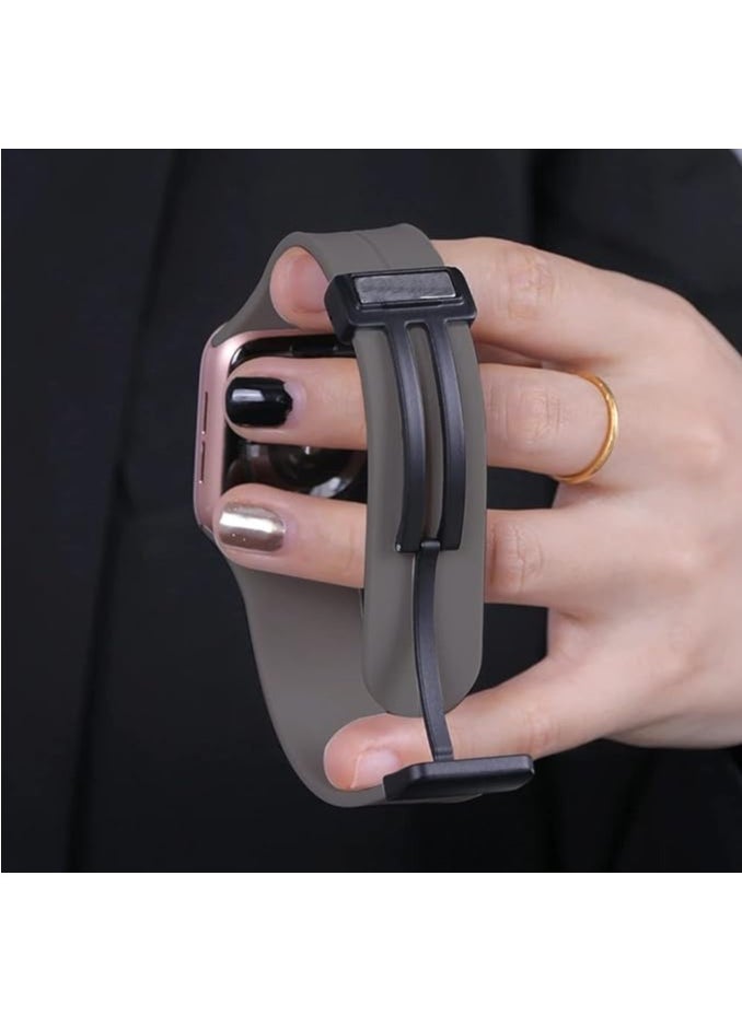 Generic - Magnetic Folding Buckle Strap for Apple Watch Band 49mm 44mm 42mm 45mm 41mm 40mm 38mm  Solo loop Bracelet Band for IWatch Series Ultra 8 7 5 SE6 3 - Image 1