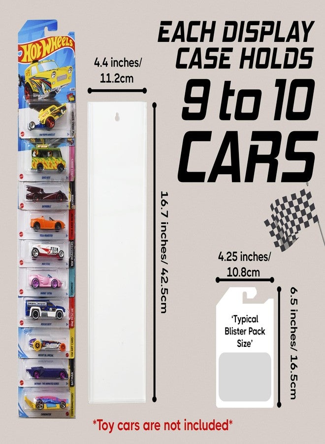 Tapeera Acrylic Model Car Display Case Wall Mount-Holds Up To 30 Cars-Compatible with Hot Wheels Matchbox Packaged Cars-Diecast Blister Packed Toy Car Organizer Display Shelf Rack Wall Storage(3-Pack) - Image 4