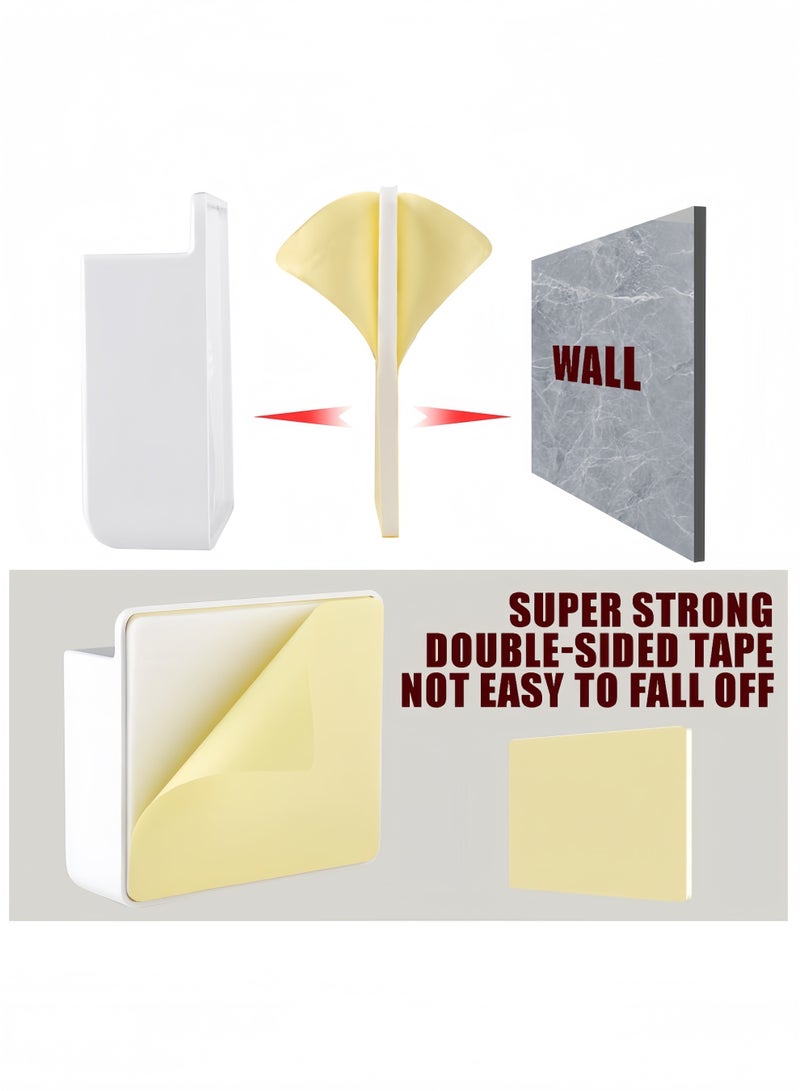 Angola Panda 5PCS Wall Mount Phone Holder with Adhesive, Phone Stand with Data Line Receiving Hole, Remote Control Stand, Use for Home, Office (White) - Image 2