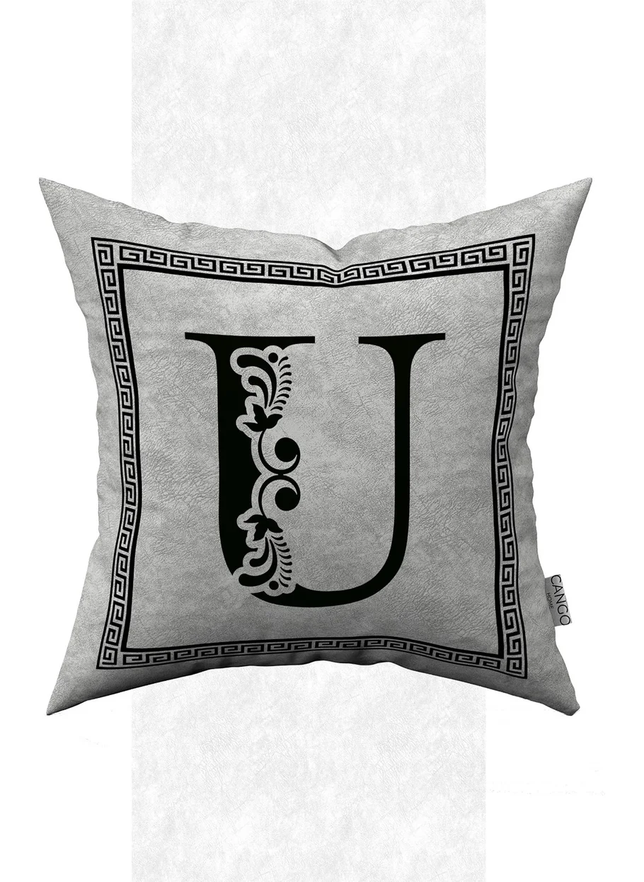 Cango Home Double Sided Digital Printed Letter Cushion Cover - Letter U