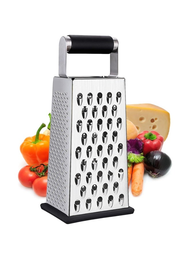 Stainless Steel Box Grater 4-Sided | Coarse, Medium & Fine Shred + Slicer | Heavy Duty Cheese & Vegetable Grater | Non-Slip Base | Kitchen Tool" - Image 1