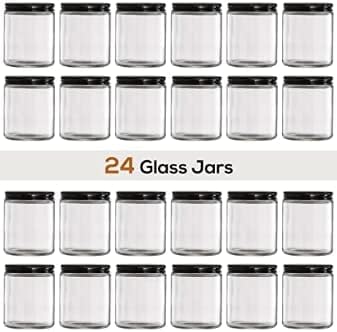 ARUZEN 24 Pack, 250 ml Glass Jars with Metal Lids, Clear Round Candle Making Jars - Empty Food Storage Containers, Mason Canning Jar For Spice, Powder, Liquid, Sample, Lotion, Honey, Cosmetic - Image 5