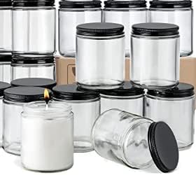 ARUZEN 24 Pack, 250 ml Glass Jars with Metal Lids, Clear Round Candle Making Jars - Empty Food Storage Containers, Mason Canning Jar For Spice, Powder, Liquid, Sample, Lotion, Honey, Cosmetic - Image 1