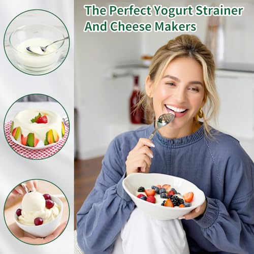 uadbau 6 Pcs Nut Milk Bag 12 x 8 Inch Yogurt Strainer 200 Mesh Cheese Cloth Bag for Straining Reusable Fine Mesh Strainer for Filtering Yogurt Juice Coffee Tofu Tea Cheese - Image 3