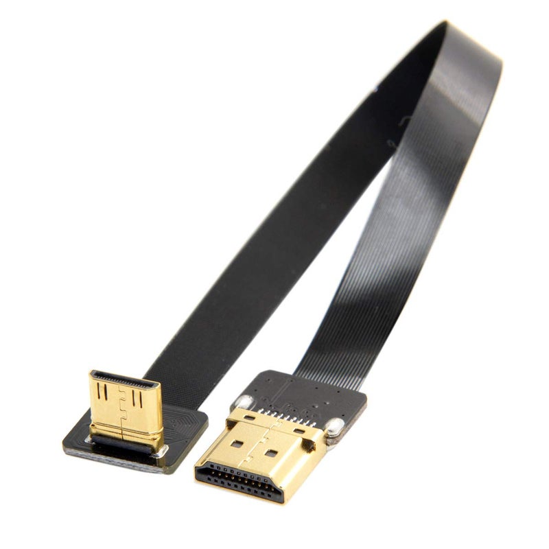 JSER كابل FPC مسطح HDMI ذكر إلى HDMI ذكر بزاوية 90 درجة JSER CYFPV بطول 20 سم متوافق مع FPV HDTV وطائرات متعددة المروحيات للتصوير الجوي - Image 1
