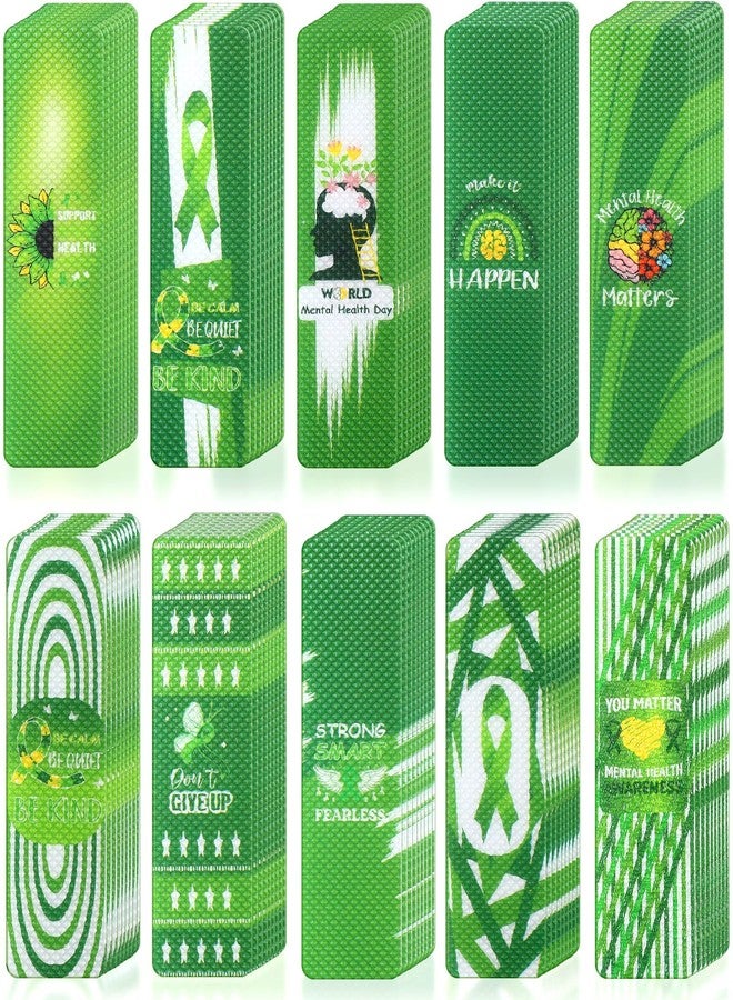 Chivertion 150 Pcs Mental Health Anxiety Stickers - Awareness Green Ribbon Relief Calm Sensory Gifts - Adhesive Strips Anti-Stress Toys for Teen School Office - Image 1
